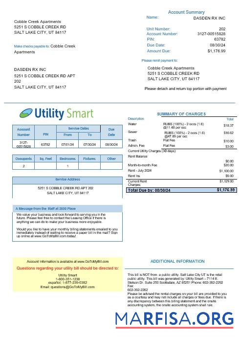 Downloadable UNITED KINGDOM UTILITY SMART business utility bill Word and PDF template